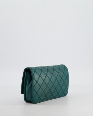 Chanel Forest Green Wallet on Chain Bag in Lambskin Leather with Silver Hardware