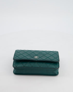 Chanel Forest Green Wallet on Chain Bag in Lambskin Leather with Silver Hardware