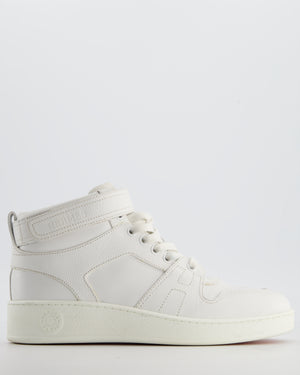 Hermès White Freestyle High-Top Sneaker in Epsom Leather with Logo Detail Size EU 38.5