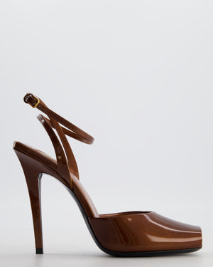 Saint Laurent Caramel Brown Le Scandale 110 Patent Leather Heels Size EU 38.5 RRP £895