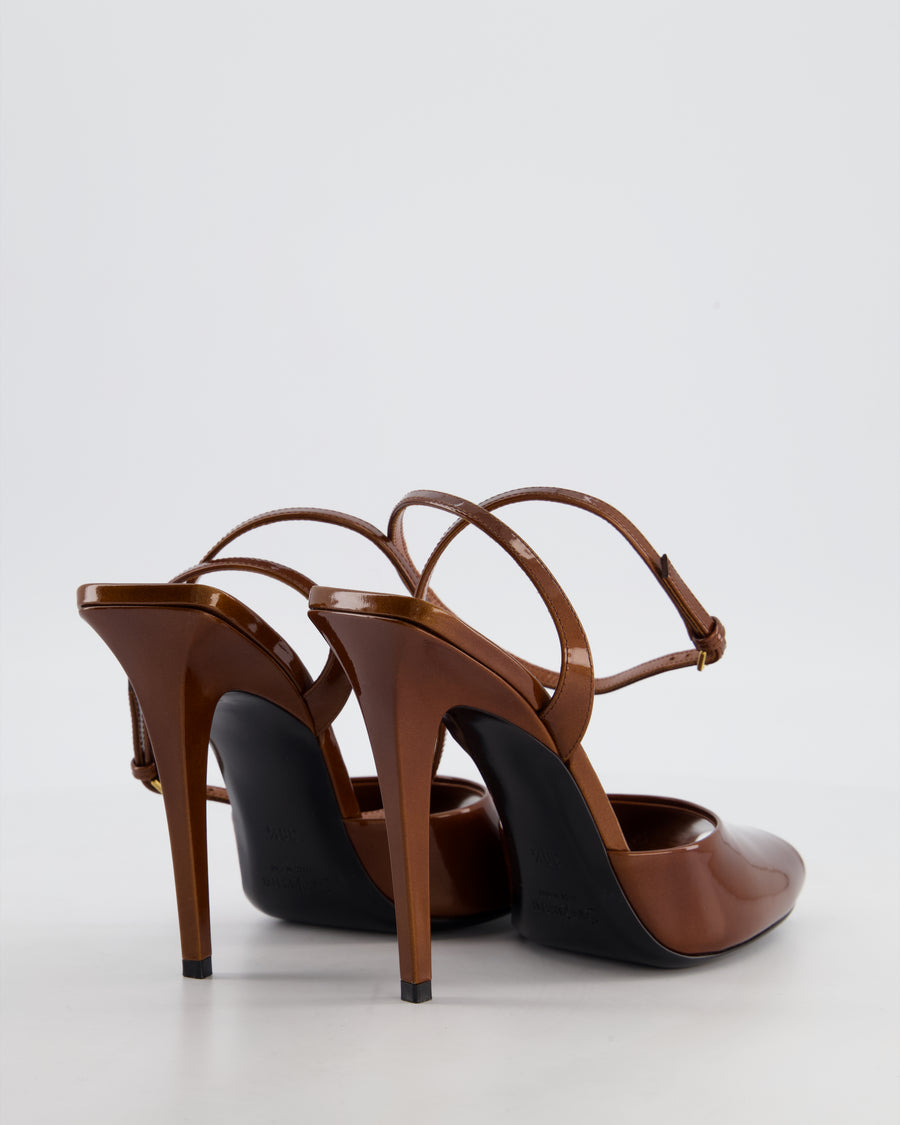 Saint Laurent Caramel Brown Le Scandale 110 Patent Leather Heels Size EU 38.5 RRP £895