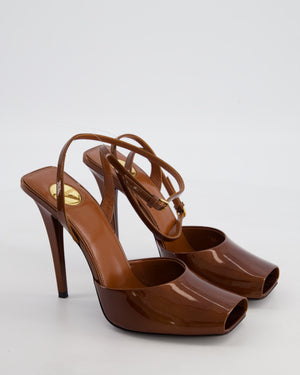 Saint Laurent Caramel Brown Le Scandale 110 Patent Leather Heels Size EU 38.5 RRP £895
