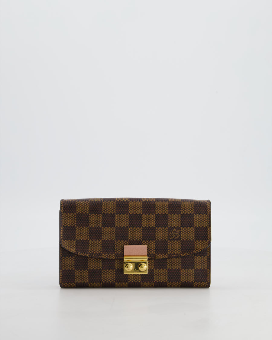 Louis Vuitton Brown Croisette Wallet on Chain in Damier Ebene Canvas with Gold Hardware