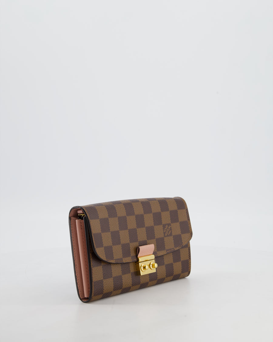 Louis Vuitton Brown Croisette Wallet on Chain in Damier Ebene Canvas with Gold Hardware