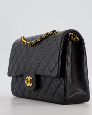 *AMAZING CONDITION* Chanel Black Vintage Medium Classic Double Flap Bag in Lambskin Leather with 24K Gold Hardware
