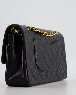 *AMAZING CONDITION* Chanel Black Vintage Medium Classic Double Flap Bag in Lambskin Leather with 24K Gold Hardware