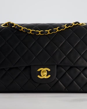 *AMAZING CONDITION* Chanel Black Vintage Medium Classic Double Flap Bag in Lambskin Leather with 24K Gold Hardware