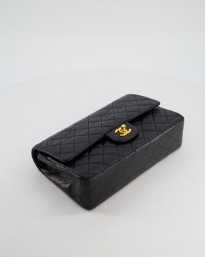 *AMAZING CONDITION* Chanel Black Vintage Medium Classic Double Flap Bag in Lambskin Leather with 24K Gold Hardware