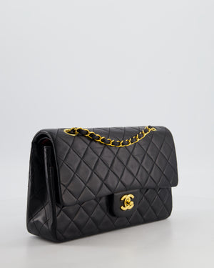 *AMAZING CONDITION* Chanel Black Vintage Medium Classic Double Flap Bag in Lambskin Leather with 24K Gold Hardware