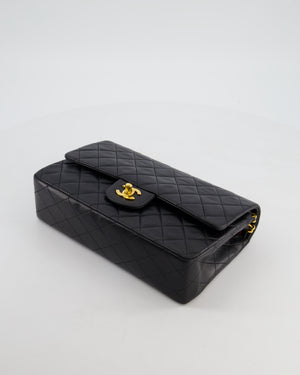 *AMAZING CONDITION* Chanel Black Vintage Medium Classic Double Flap Bag in Lambskin Leather with 24K Gold Hardware