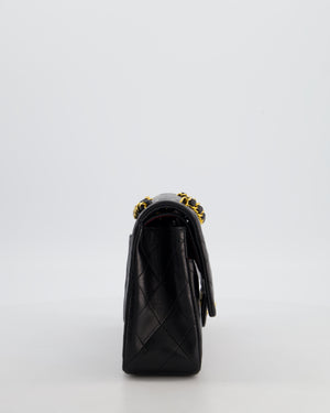 *AMAZING CONDITION* Chanel Black Vintage Medium Classic Double Flap Bag in Lambskin Leather with 24K Gold Hardware