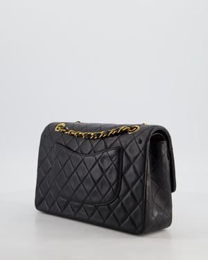 *AMAZING CONDITION* Chanel Black Vintage Medium Classic Double Flap Bag in Lambskin Leather with 24K Gold Hardware