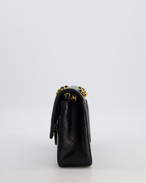 *AMAZING CONDITION* Chanel Black Vintage Medium Classic Double Flap Bag in Lambskin Leather with 24K Gold Hardware