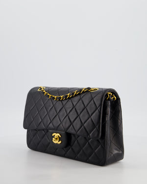 *AMAZING CONDITION* Chanel Black Vintage Medium Classic Double Flap Bag in Lambskin Leather with 24K Gold Hardware