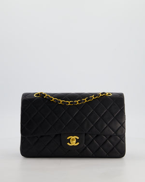 *AMAZING CONDITION* Chanel Black Vintage Medium Classic Double Flap Bag in Lambskin Leather with 24K Gold Hardware