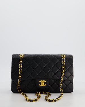 *AMAZING CONDITION* Chanel Black Vintage Medium Classic Double Flap Bag in Lambskin Leather with 24K Gold Hardware