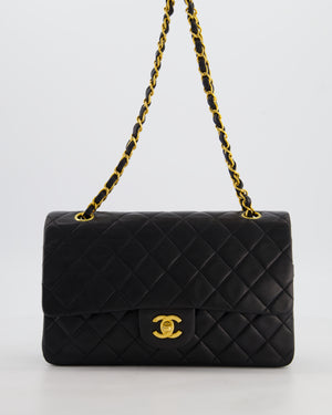 *AMAZING CONDITION* Chanel Black Vintage Medium Classic Double Flap Bag in Lambskin Leather with 24K Gold Hardware
