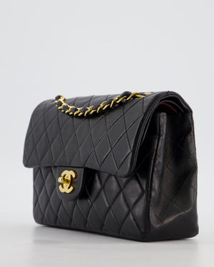 *AMAZING CONDITION* Chanel Vintage Black Small Classic Double Flap Bag in Lambskin Leather with 24k Gold Hardware