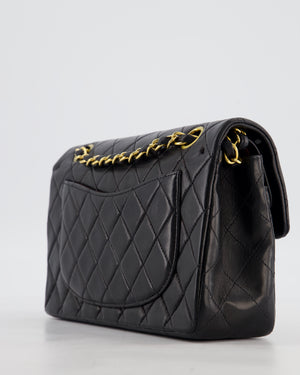 *AMAZING CONDITION* Chanel Vintage Black Small Classic Double Flap Bag in Lambskin Leather with 24k Gold Hardware