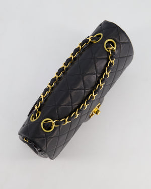 *AMAZING CONDITION* Chanel Vintage Black Small Classic Double Flap Bag in Lambskin Leather with 24k Gold Hardware