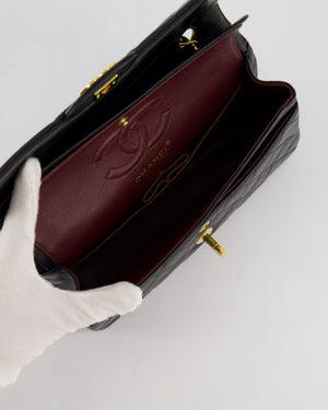 *AMAZING CONDITION* Chanel Vintage Black Small Classic Double Flap Bag in Lambskin Leather with 24k Gold Hardware