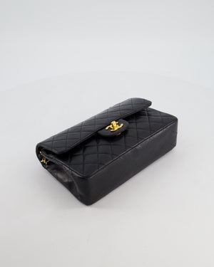*AMAZING CONDITION* Chanel Vintage Black Small Classic Double Flap Bag in Lambskin Leather with 24k Gold Hardware