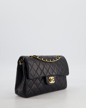 *AMAZING CONDITION* Chanel Vintage Black Small Classic Double Flap Bag in Lambskin Leather with 24k Gold Hardware