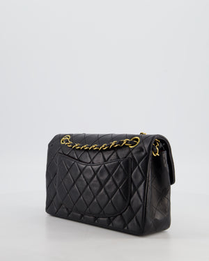 *AMAZING CONDITION* Chanel Vintage Black Small Classic Double Flap Bag in Lambskin Leather with 24k Gold Hardware