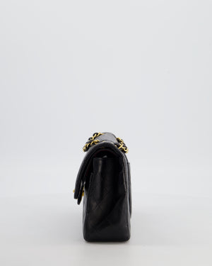 *AMAZING CONDITION* Chanel Vintage Black Small Classic Double Flap Bag in Lambskin Leather with 24k Gold Hardware