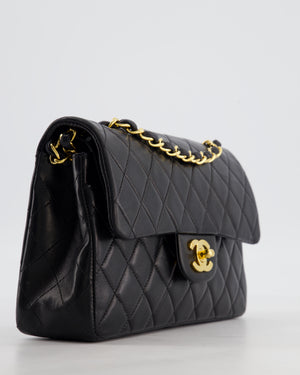 *AMAZING CONDITION* Chanel Vintage Black Small Classic Double Flap Bag in Lambskin Leather with 24k Gold Hardware