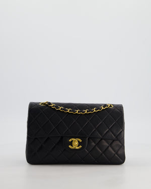 *AMAZING CONDITION* Chanel Vintage Black Small Classic Double Flap Bag in Lambskin Leather with 24k Gold Hardware