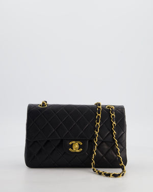 *AMAZING CONDITION* Chanel Vintage Black Small Classic Double Flap Bag in Lambskin Leather with 24k Gold Hardware