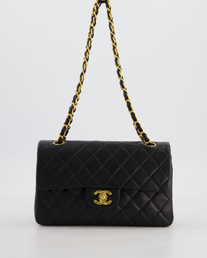 *AMAZING CONDITION* Chanel Vintage Black Small Classic Double Flap Bag in Lambskin Leather with 24k Gold Hardware