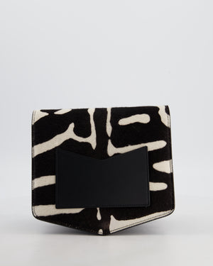 Alaïa Le Papa Leather Trimmed Zebra Print Calf Hair Shoulder Bag with Gold Hardware