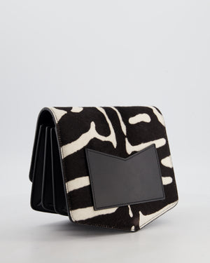 Alaïa Le Papa Leather Trimmed Zebra Print Calf Hair Shoulder Bag with Gold Hardware
