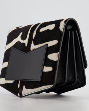 Alaïa Le Papa Leather Trimmed Zebra Print Calf Hair Shoulder Bag with Gold Hardware
