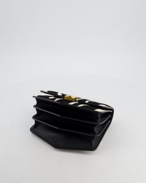 Alaïa Le Papa Leather Trimmed Zebra Print Calf Hair Shoulder Bag with Gold Hardware