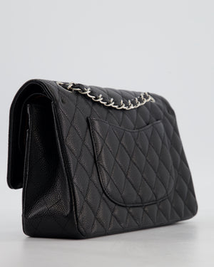 Chanel Black Medium Classic Double Flap Bag in Caviar Leather with Silver Hardware