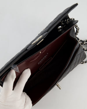 Chanel Black Medium Classic Double Flap Bag in Caviar Leather with Silver Hardware