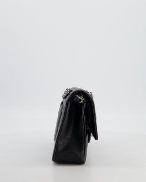 Chanel Black Medium Classic Double Flap Bag in Caviar Leather with Silver Hardware
