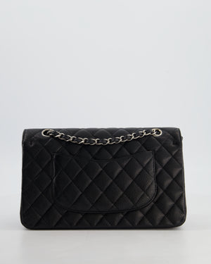 Chanel Black Medium Classic Double Flap Bag in Caviar Leather with Silver Hardware