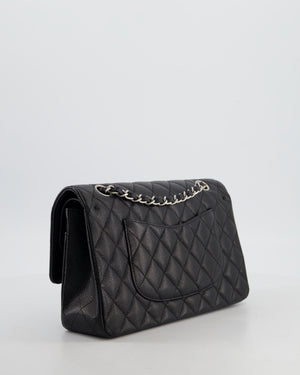Chanel Black Medium Classic Double Flap Bag in Caviar Leather with Silver Hardware