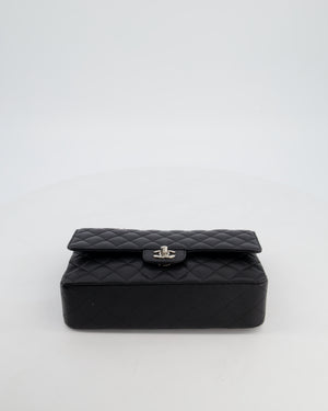 Chanel Black Medium Classic Double Flap Bag in Caviar Leather with Silver Hardware