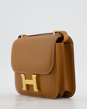 Hermès Mini Constance III Miroir 18 Bag in Gold Epsom Leather with Gold Hardware