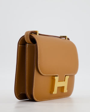 Hermès Mini Constance III Miroir 18 Bag in Gold Epsom Leather with Gold Hardware