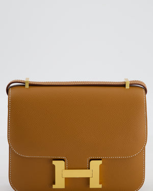 Hermès Mini Constance III Miroir 18 Bag in Gold Epsom Leather with Gold Hardware