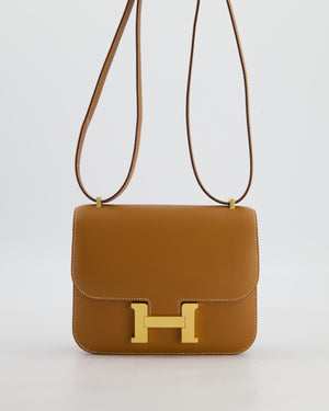 Hermès Mini Constance III Miroir 18 Bag in Gold Epsom Leather with Gold Hardware