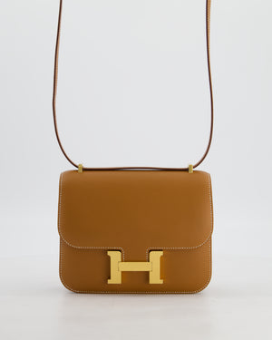 Hermès Mini Constance III Miroir 18 Bag in Gold Epsom Leather with Gold Hardware