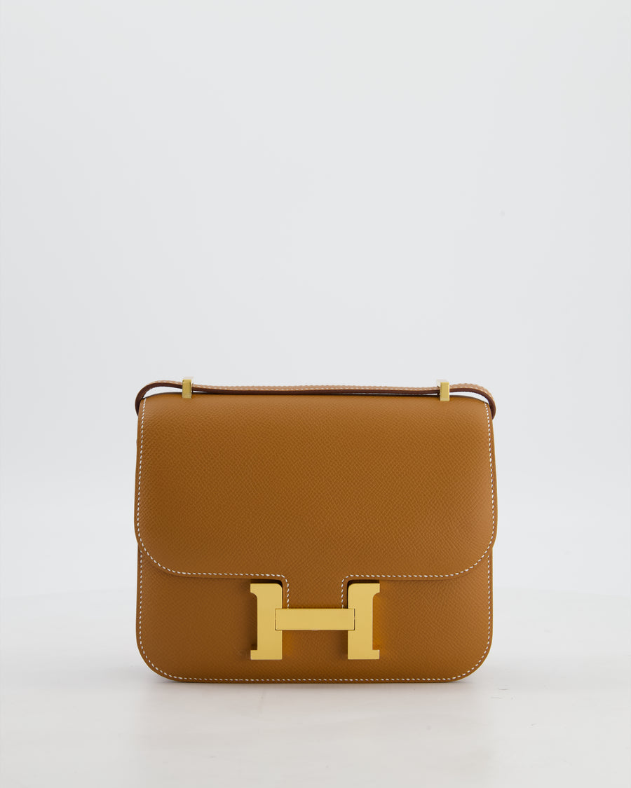 Hermès Mini Constance III Miroir 18 Bag in Gold Epsom Leather with Gold Hardware