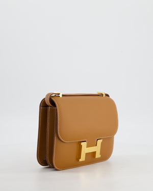 Hermès Mini Constance III Miroir 18 Bag in Gold Epsom Leather with Gold Hardware